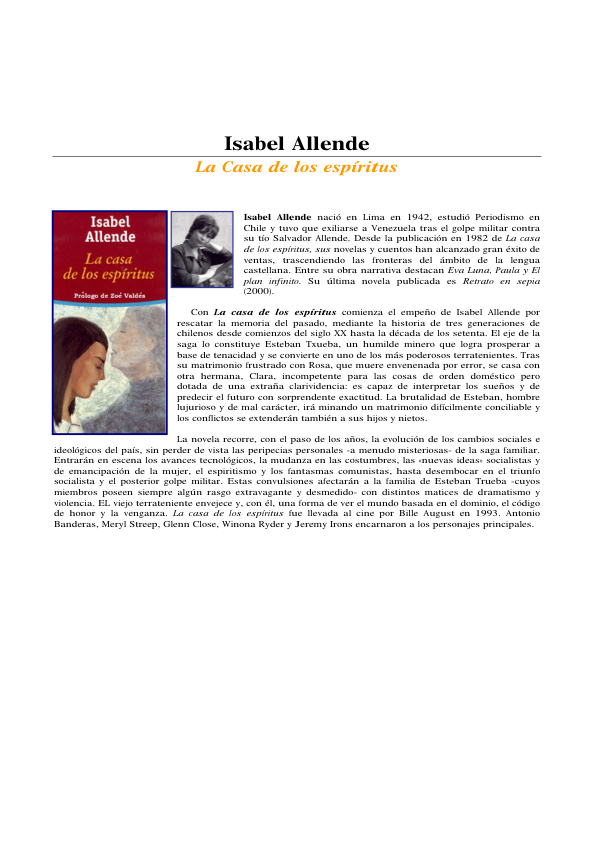 Portada de La casa de los espíritus